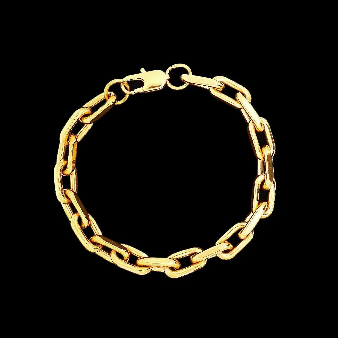 Goudkleurige RVS geslepen anker armband