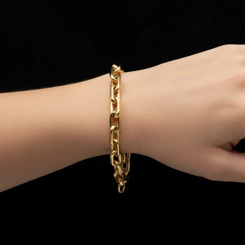 Goudkleurige RVS geslepen anker armband