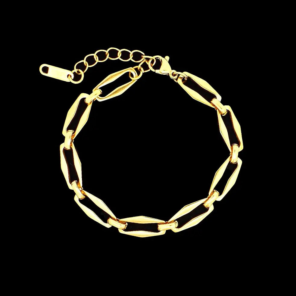 Goudkleurige RVS navette schakelarmband