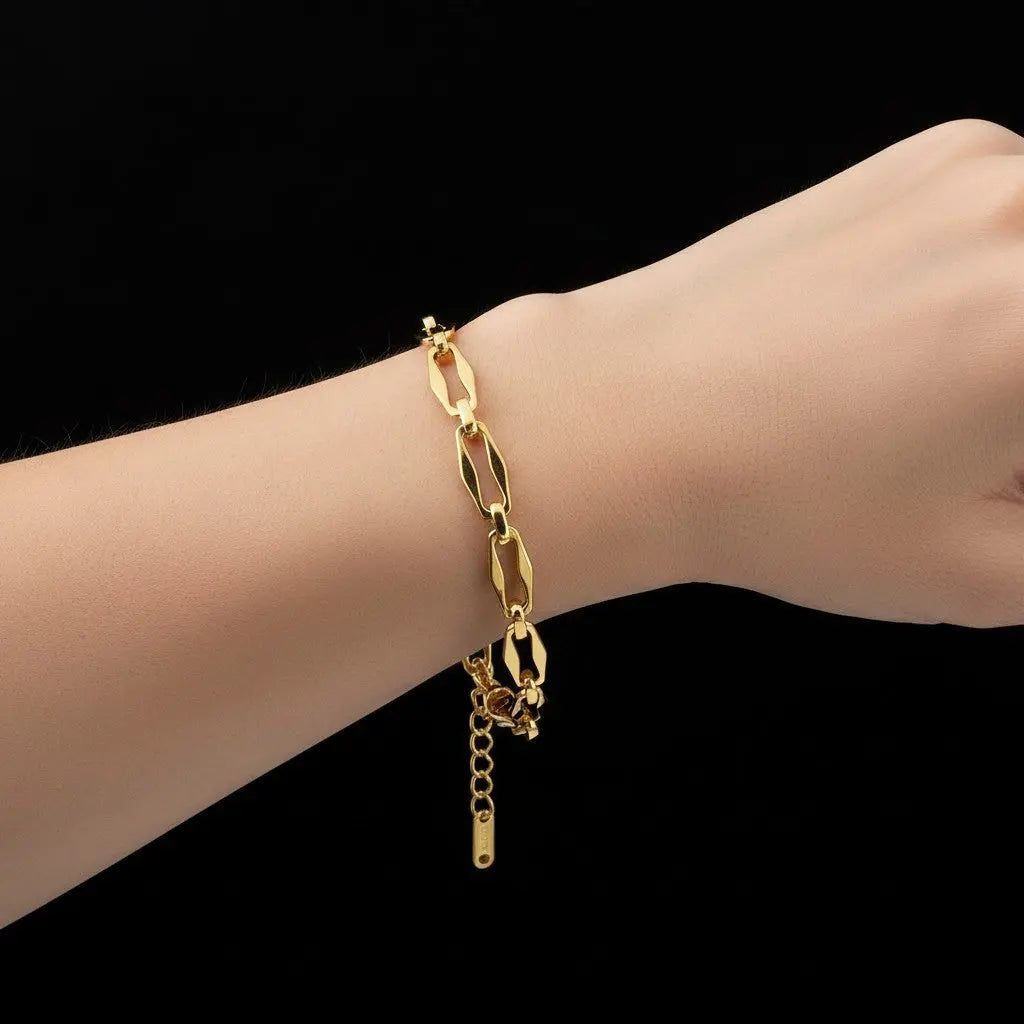 Goudkleurige RVS navette schakelarmband