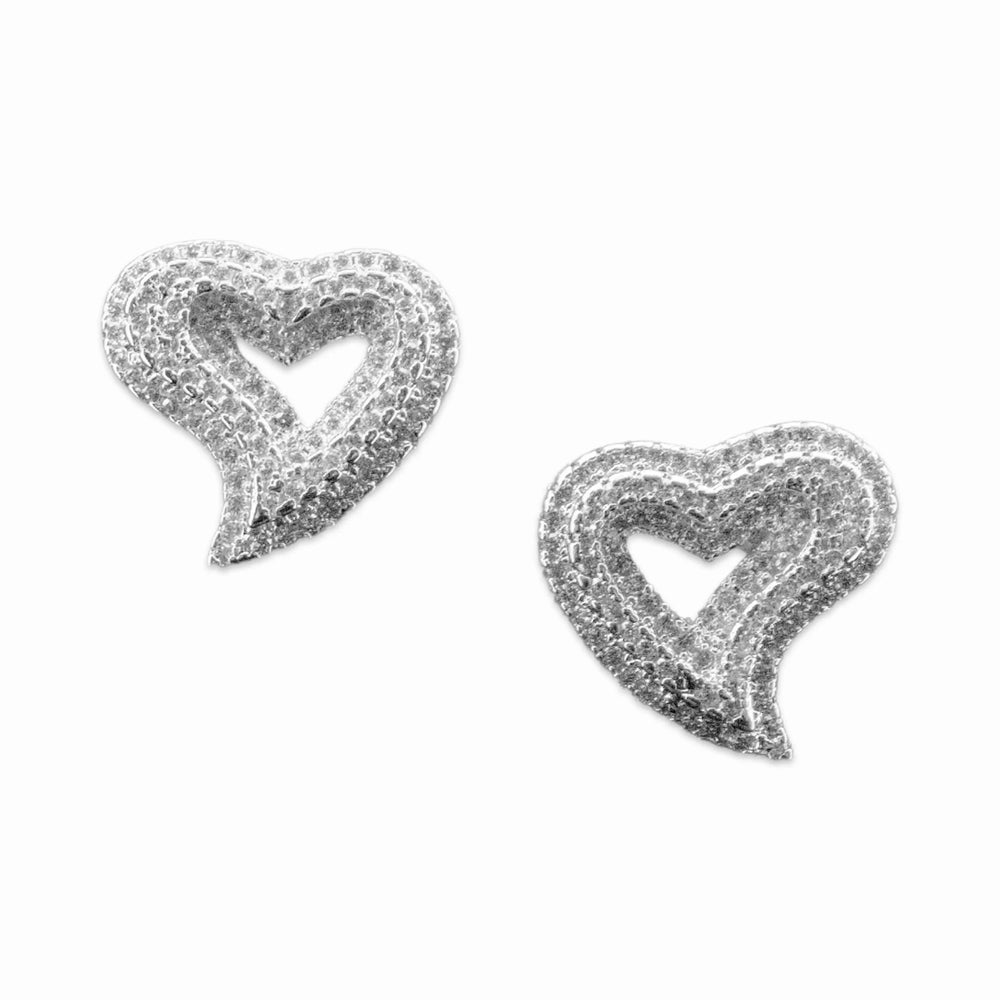 
                      
                        Zilverkleurige kleine hart oorbellen met zirkonia stenen - Victoria Valenza
                      
                    
