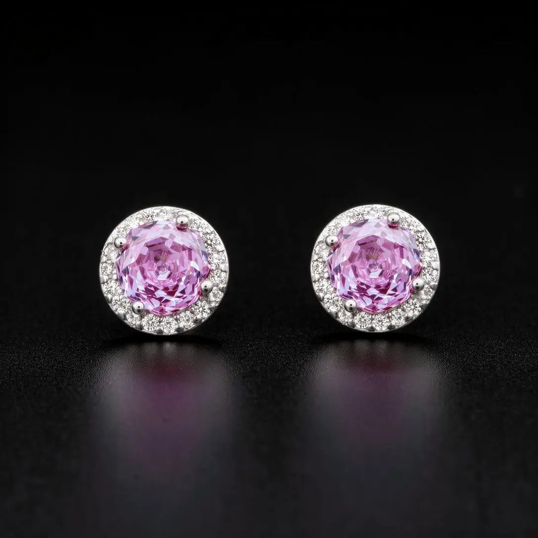 925 Sterling Zilveren Entourage Oorbellen met Lila Zirkonia Stenen