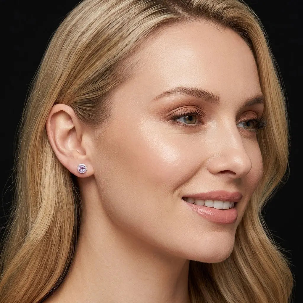 925 Sterling Zilveren Entourage Oorbellen met Lila Zirkonia Stenen
