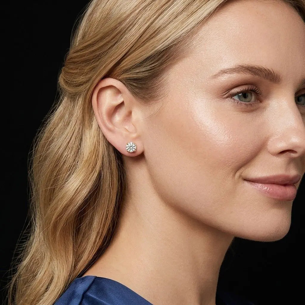 925 Sterling Vergulde Solitair Oorbellen met Zirkonia Stenen