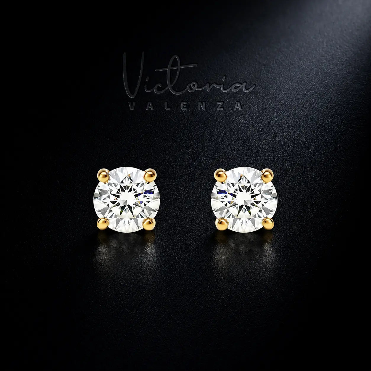 925 Sterling Vergulde Solitair Oorbellen met Zirkonia Stenen