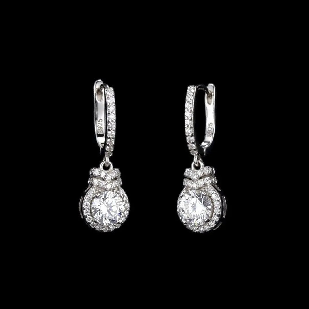 925 Sterling Zilveren Oorbellen met Ornament met Zirkonia Stenen