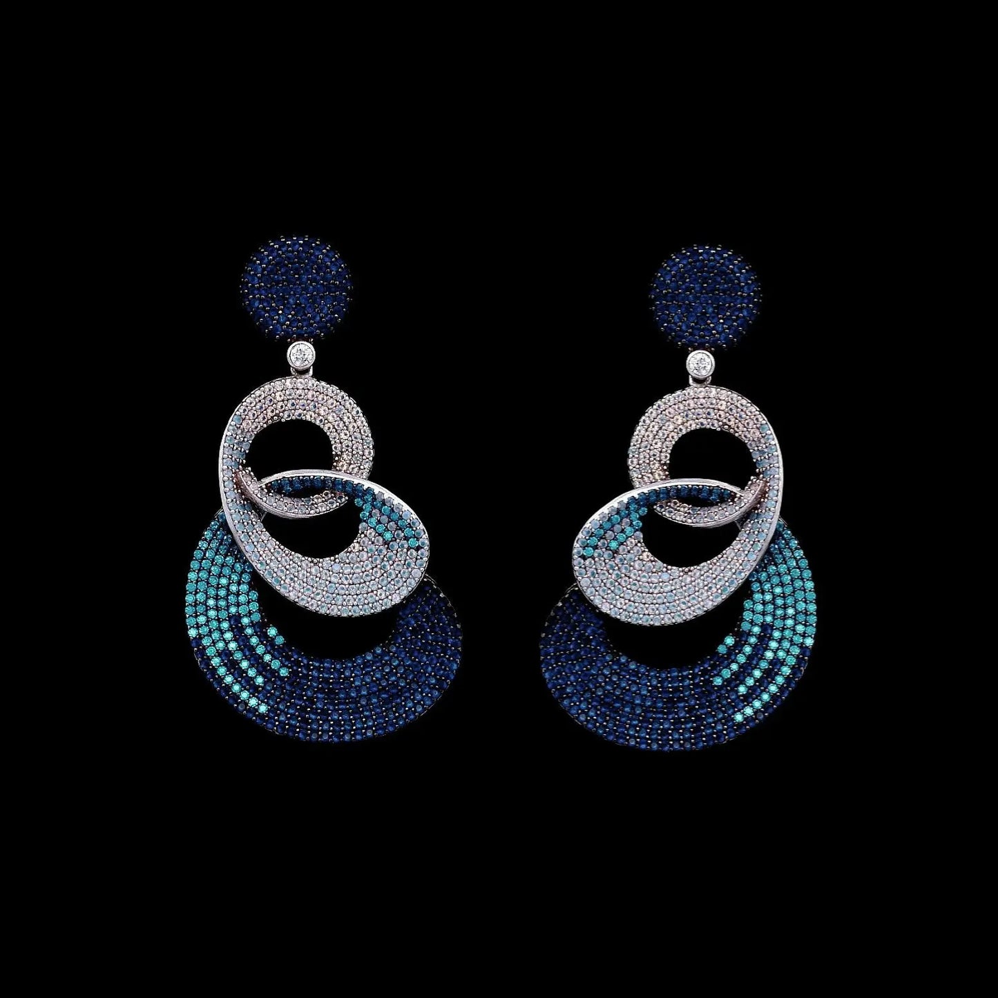 925 Sterling Zilveren Oorbellen met Blauwe Zirkonia Stenen