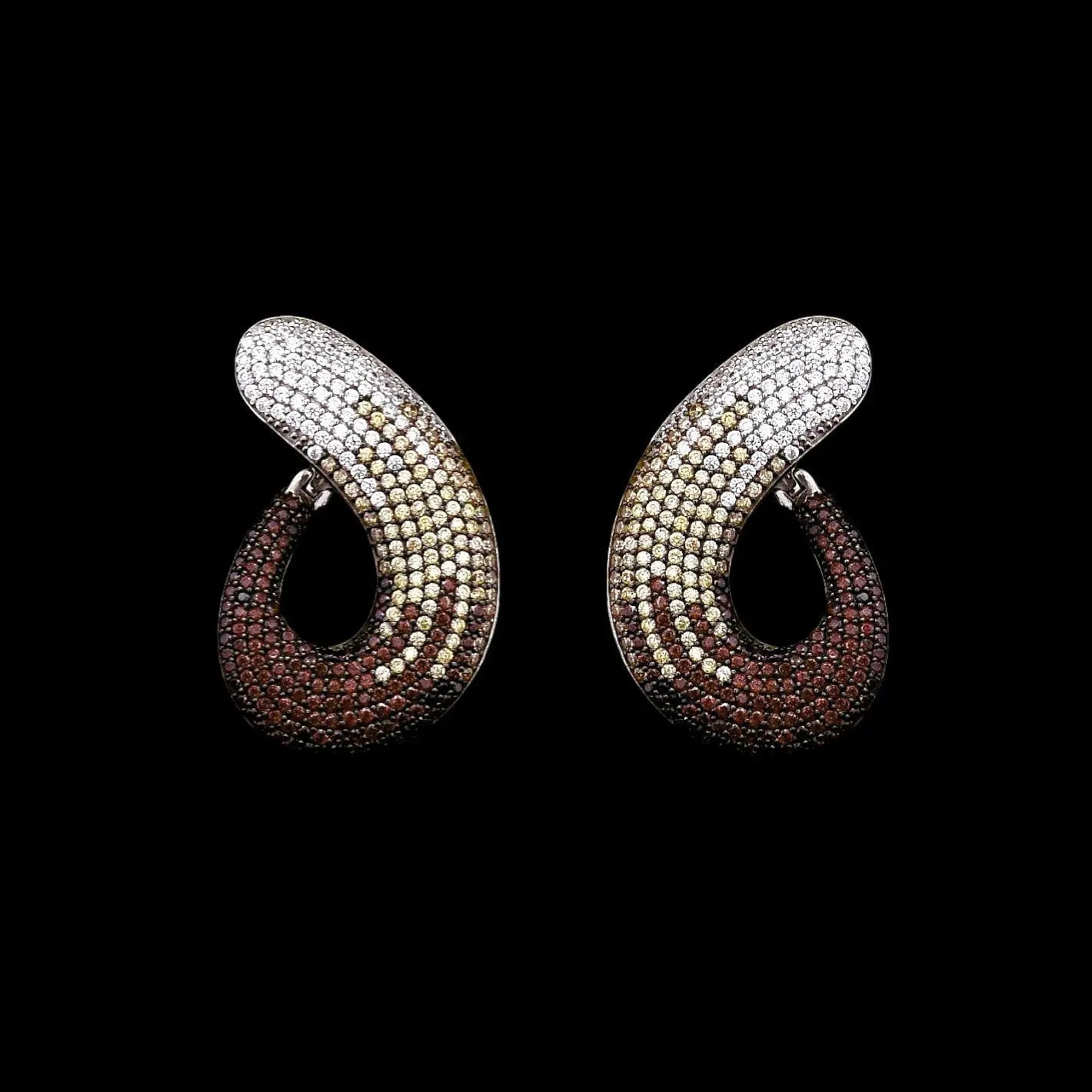 925 Sterling Zilveren Twist Oorbellen met Bruine Zirkonia Stenen