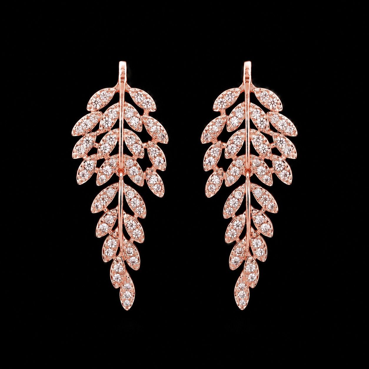 Roségoud Vergulde Laurel Oorbellen met Zirkonia Stenen | Victoria Valenza