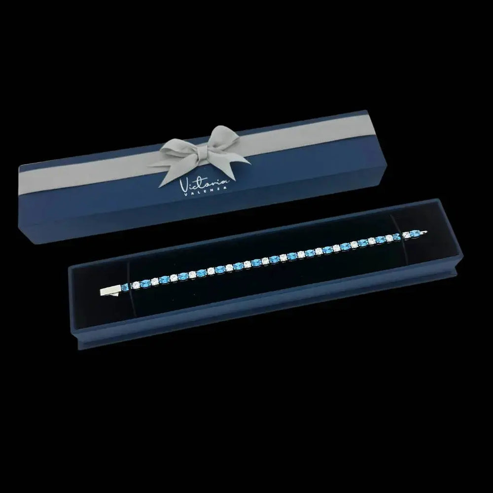 
                      
                        RVS Tennis armband met blauwe en witte zirkonia stenen  Victoria Valenza
                      
                    