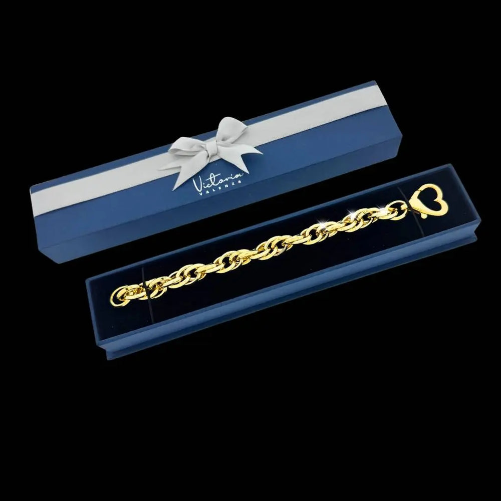 
                      
                        Goudkleurige fantasie armband met hart slot  Victoria Valenza
                      
                    