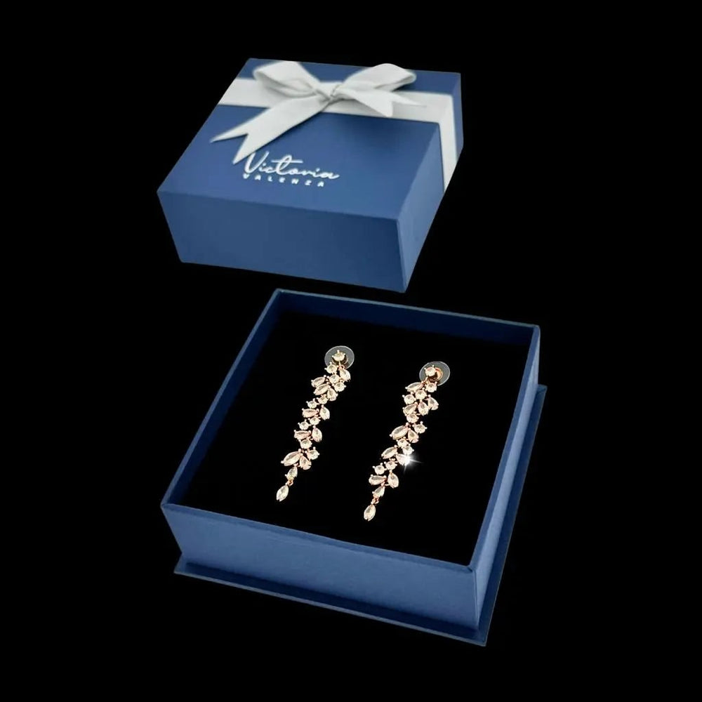 Roségoudkleurige bladerdans oorbellen met zirkonia's  Victoria Valenza