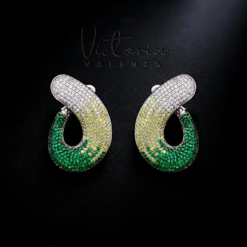 925 Sterling Zilveren Twist Oorbellen met Groene Zirkonia Stenen
