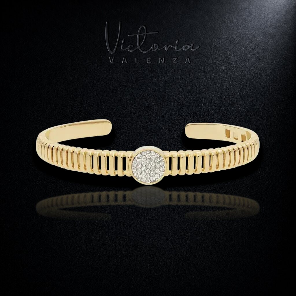 Goudkleurige Opengewerkte Armband met Zirkonia Stenen | Victoria Valenza