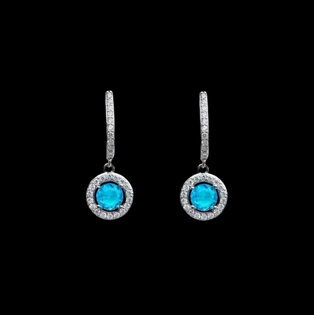 925 Sterling Zilveren Oorbellen met Blauwe en Witte Zirkonia Stenen | Victoria Valenza