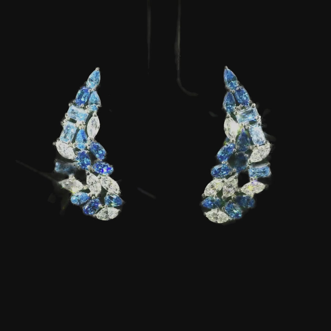 Boucles d'oreilles en argent sterling 925 avec pierres de zircone bleues