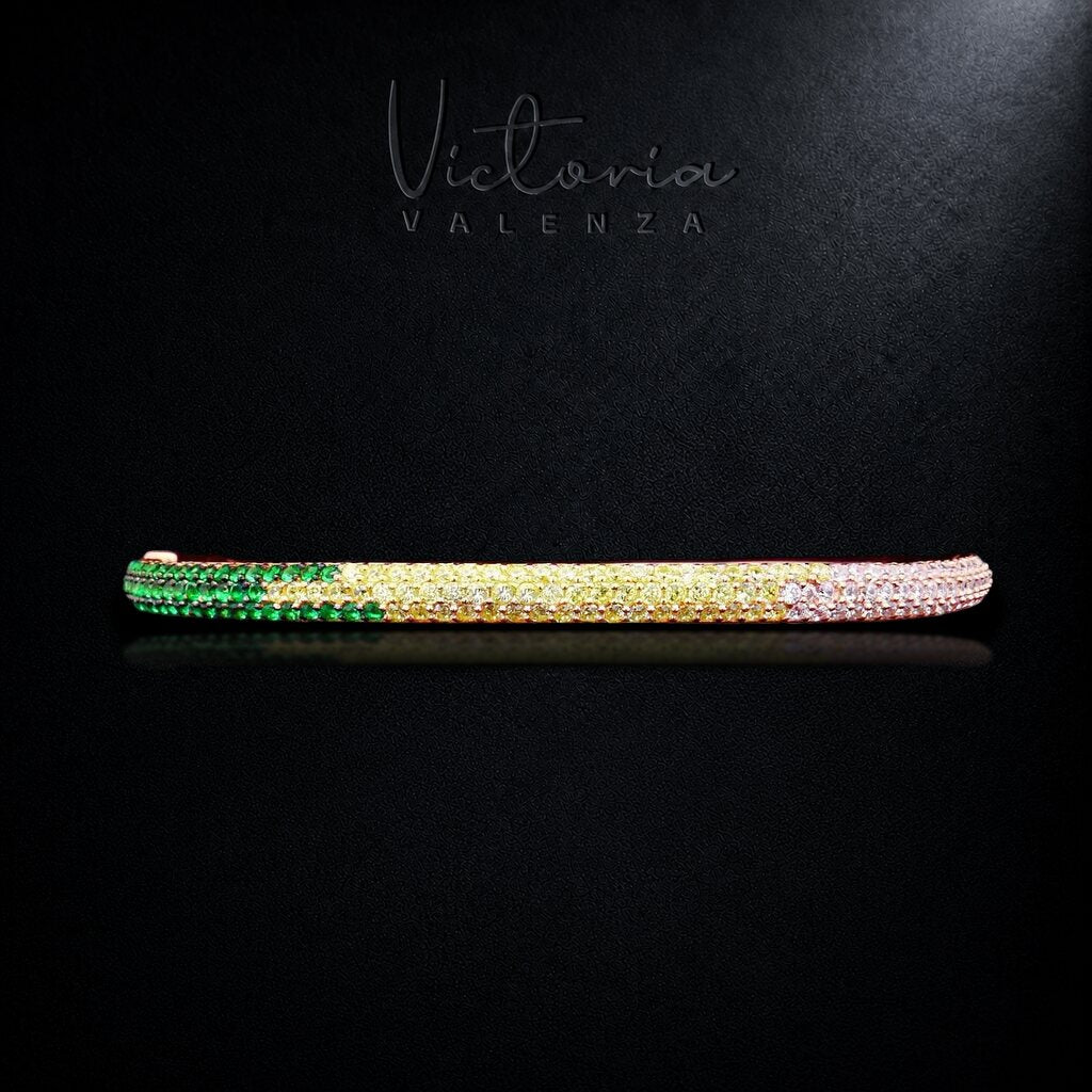 925 Sterling Roségoud Vergulde Zilveren Armband met Groene en Gele Zirkonia Stenen | Victoria Valenza