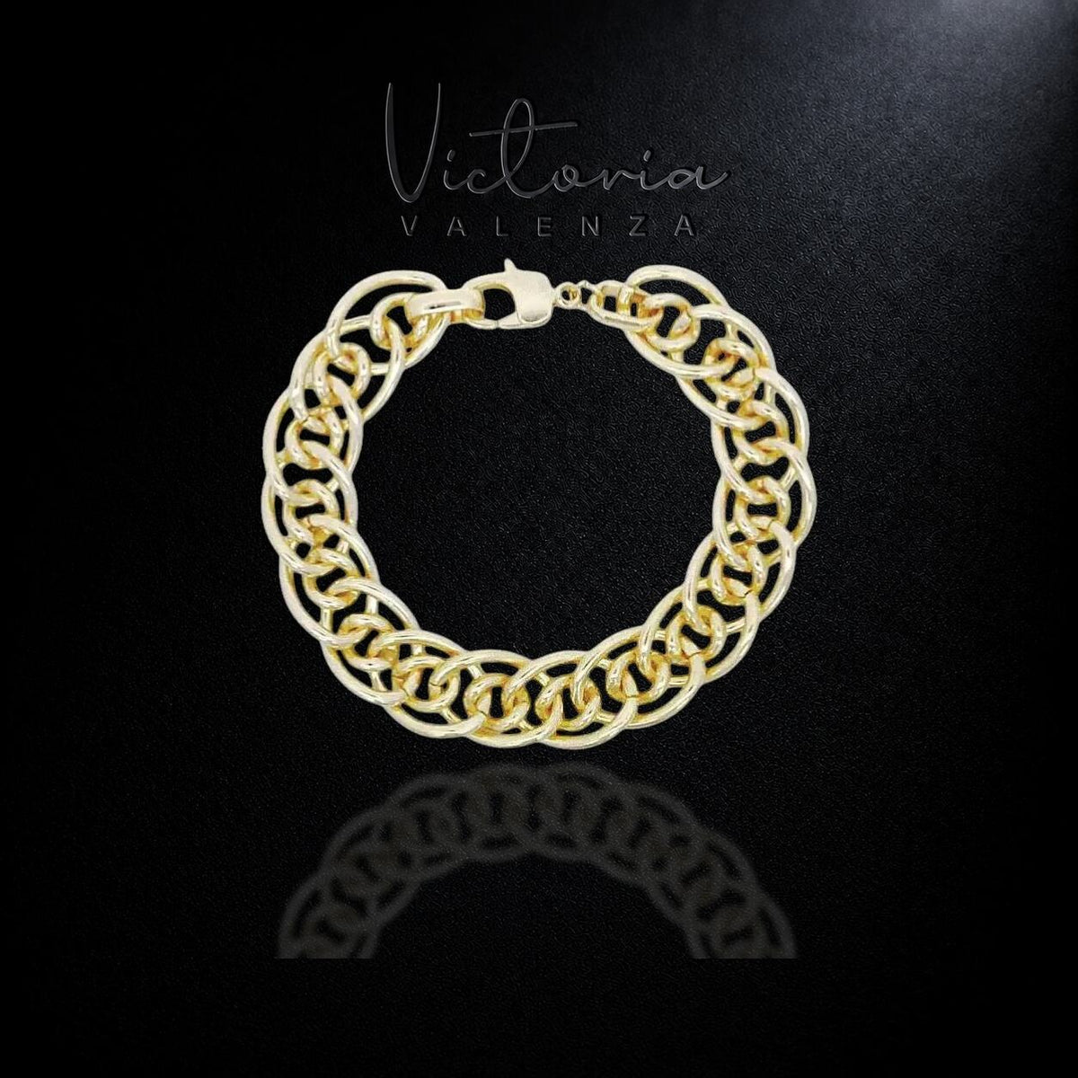 Goudkleurige Dubbele Fantasie Schakelarmband | Victoria Valenza