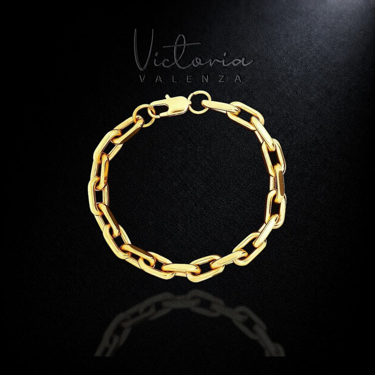 Goudkleurige ankervormige schakel armband | Victoria Valenza