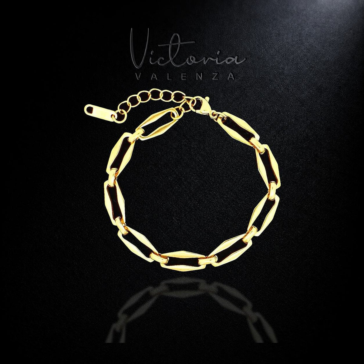 Goudkleurige Navettevormige Schakel Armband | Victoria Valenza