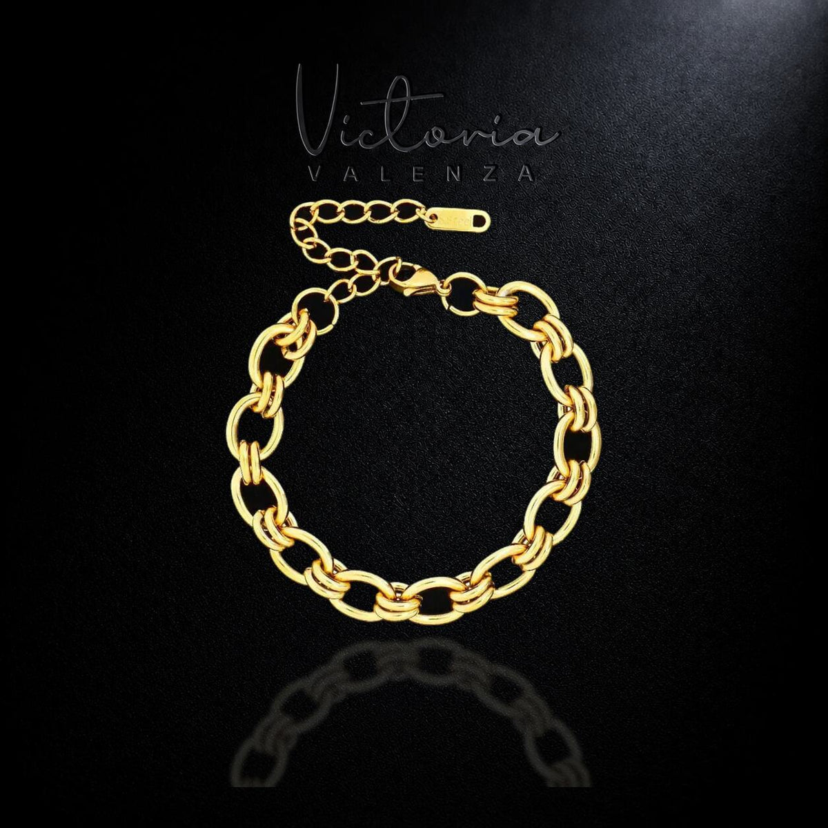 Goudkleurige Ovale Fantasie Schakel Armband | Victoria Valenza