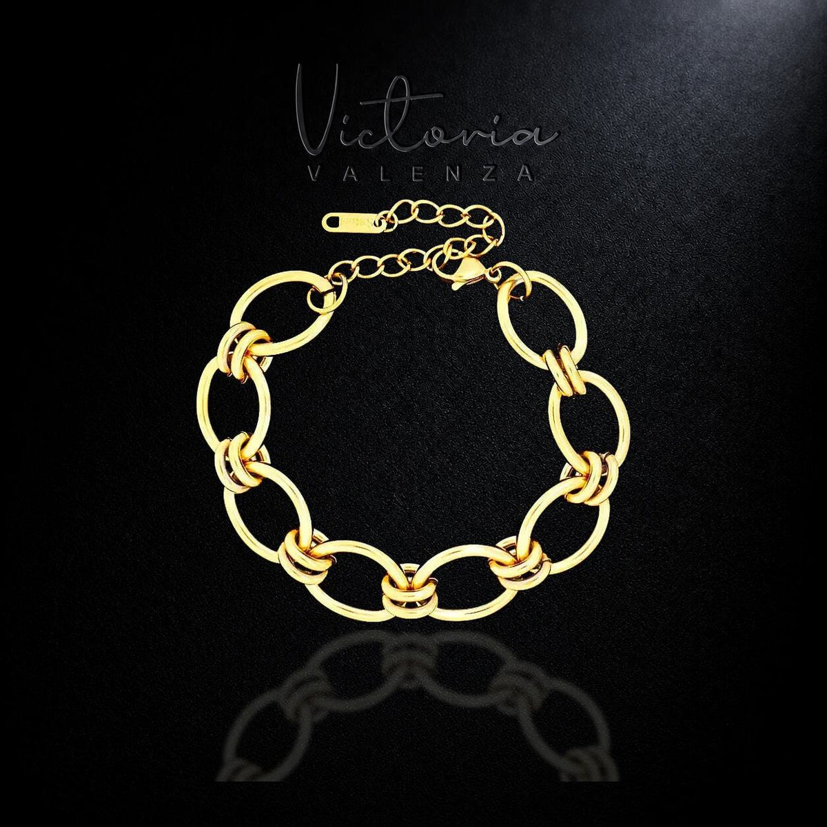 Goudkleurige ovale schakel armband | Victoria Valenza