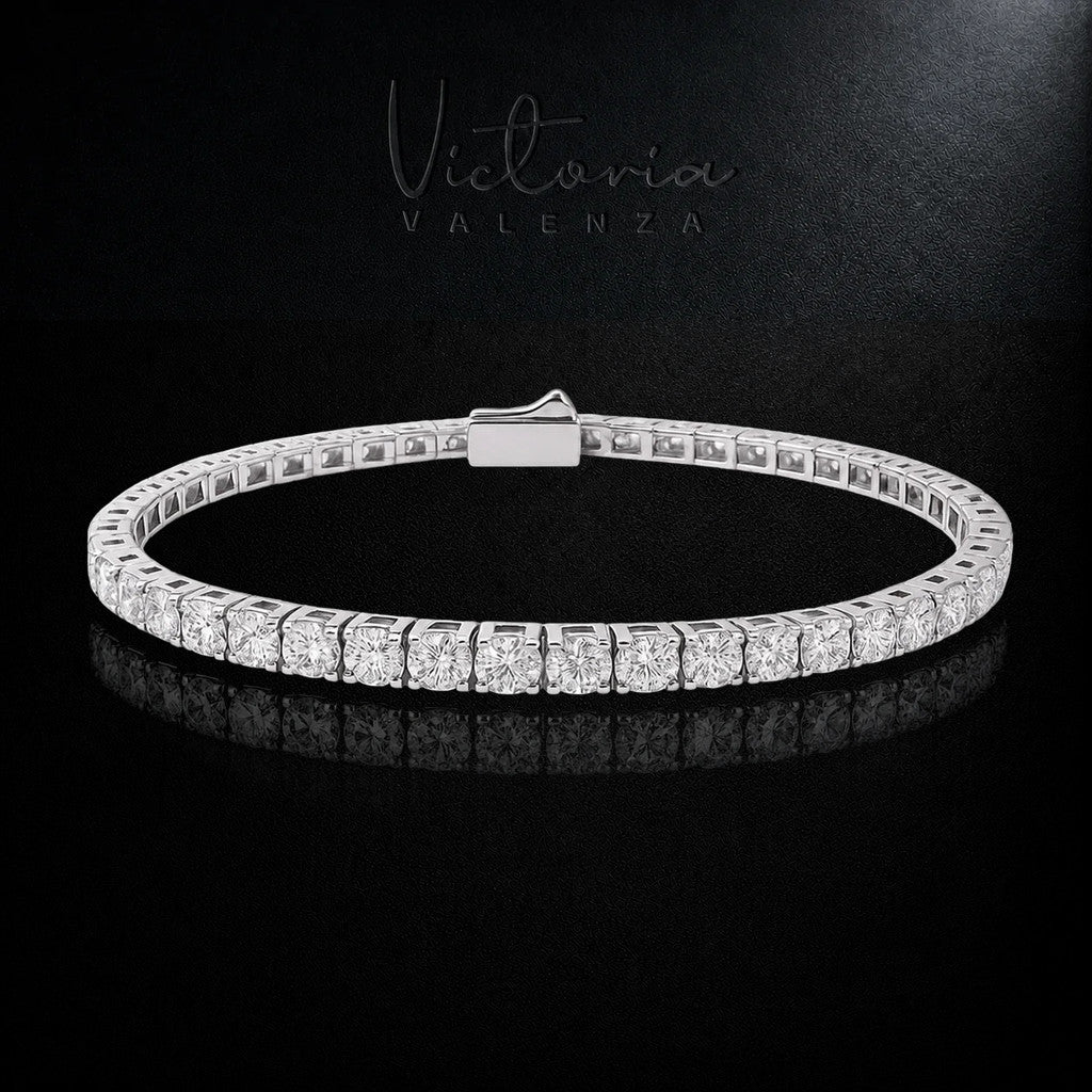 Zilverkleurige RVS Tennisarmband met 4 mm Zirkonia Stenen | Victoria Valenza