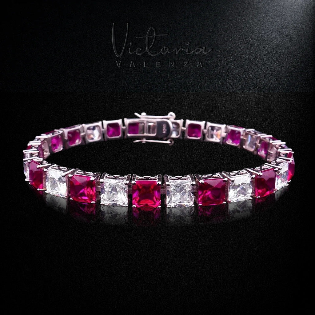 925 Sterling Zilveren Tennisarmband met Roze Zirkonia Stenen | Victoria Valenza