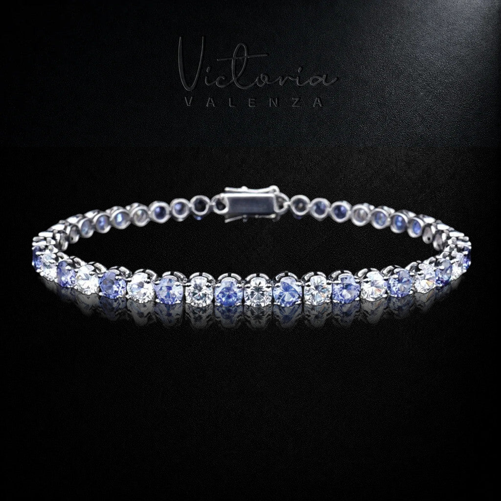 925 Sterling Zilveren Tennisarmband met Tanzanietkleurige Zirkonia Stenen | Victoria Valenza
