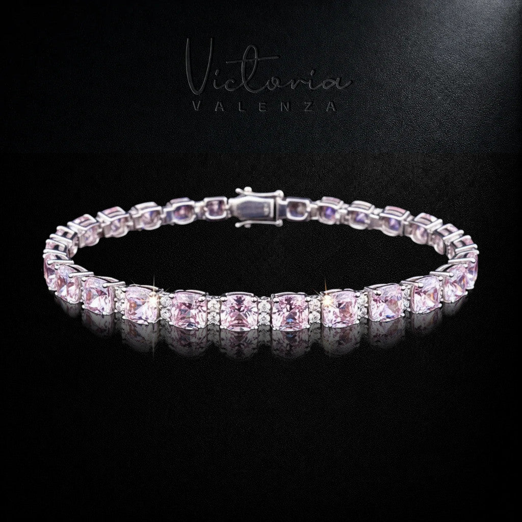 925 Sterling Zilveren Tennisarmband met Roze Zirkonia Stenen | Victoria Valenza