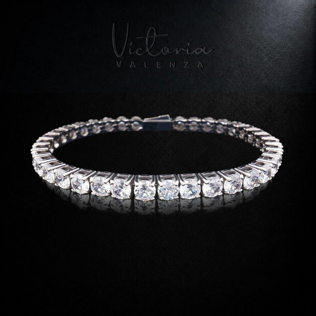 Zilverkleurige RVS Tennisarmband met 5 mm Zirkonia Stenen 19,5 cm | Victoria Valenza