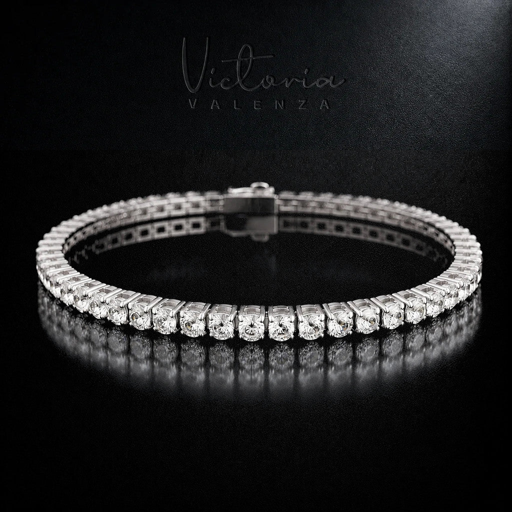 Zilverkleurige RVS Armband met 3 mm Zirkonia Stenen | Victoria Valenza