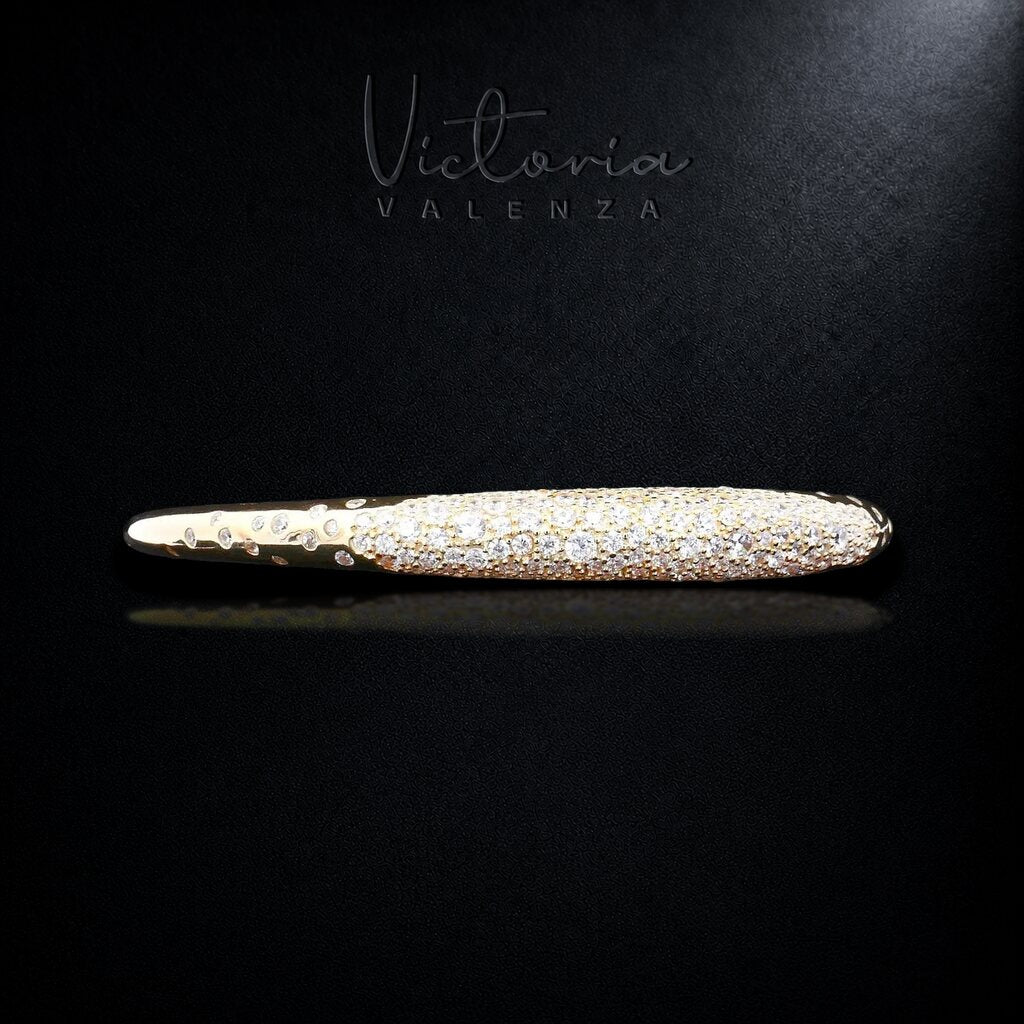 925 Sterling Vergulde Zilveren Cuff-Armband met Zirkonia Stenen | Victoria Valenza