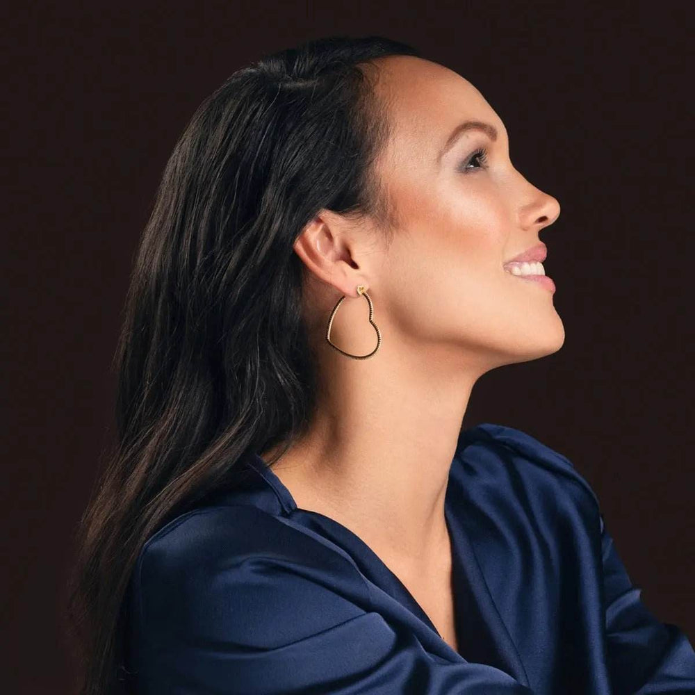 Goudkleurige hart oorbellen met zirkonia's - Victoria Valenza