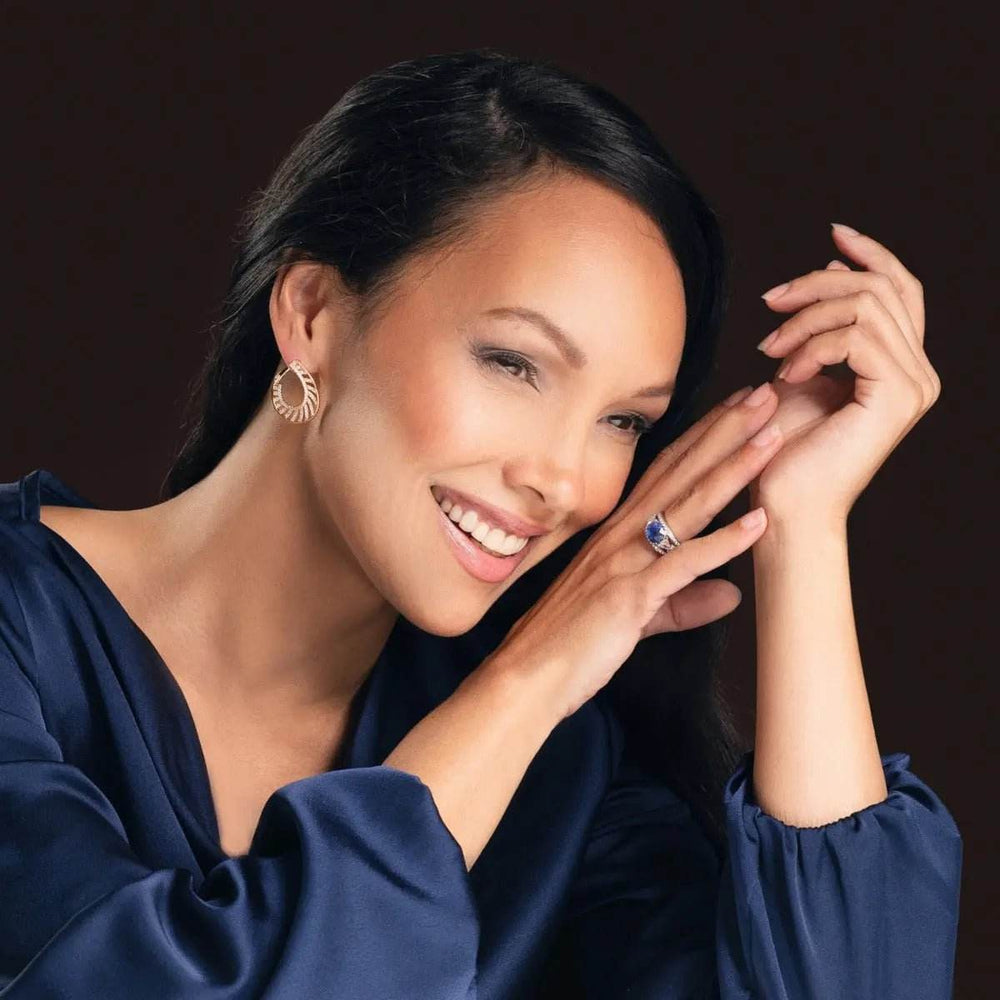 Roségoudkleurige druppel oorbellen met zirkonia's - Victoria Valenza